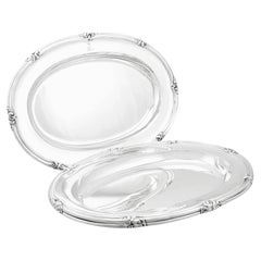 Antico set russo del 1850 di tre piatti da carne in argento