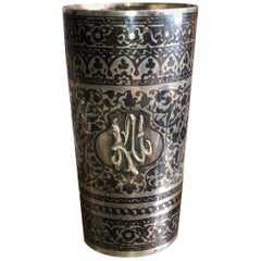 Antique Russian 1854 Niello Shot Vodka Glass / Cup