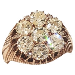 Antique Russian 3 Carat Old Mine Cut Diamond Cluster Gold Ring