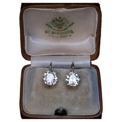 Antique Russian 5.07 Ct Cushion Cut Diamond Earrings