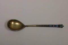 Antique Russian 84 Silver Enamel Spoon