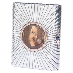 Antique Russian Vasily Kangin 9ct Gold and Silver Agate Cigarette Case