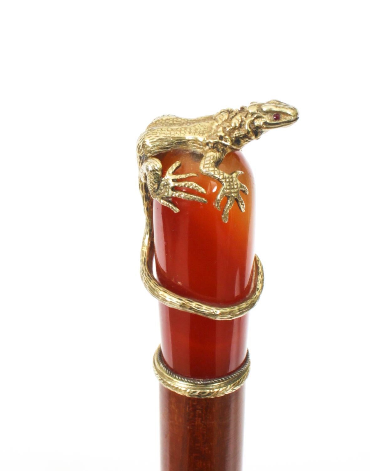 Ancienne canne russe en agate et argent doré 19ème siècle 88cm/34.5 in Bon état - En vente à London, GB