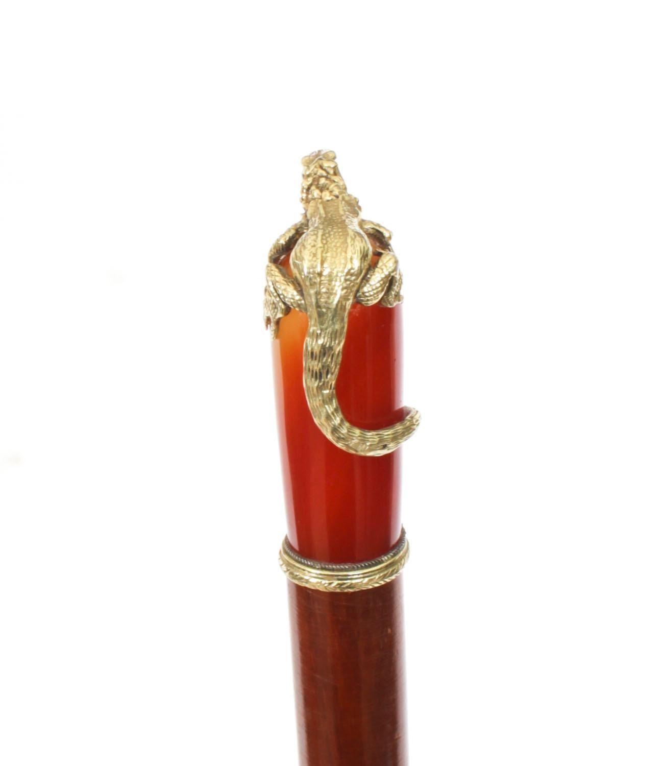 Argent Ancienne canne russe en agate et argent doré 19ème siècle 88cm/34.5 in en vente