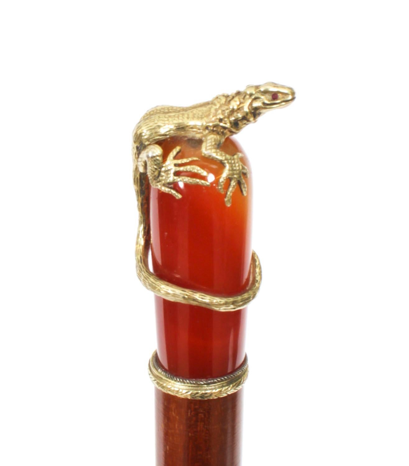 Ancienne canne russe en agate et argent doré 19ème siècle 88cm/34.5 in en vente 2