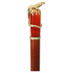 Ancienne canne russe en agate et argent doré 19ème siècle 88cm/34.5 in
