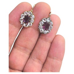 Antique Russian Amethyst Gold Earrings