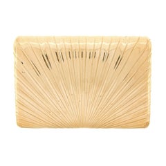 Antique Russian Andrei Bragin 14k Rosy Yellow Gold Sapphire Rayed Cigarette Box