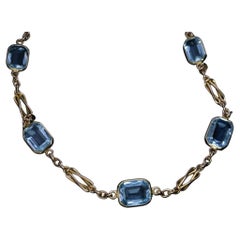 Antike russische Aquamarin-Gold-Halskette