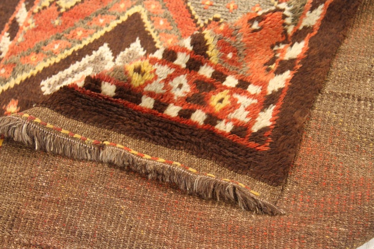 Hand-Woven Antique Russian Area Rug Gabbeh Design For Sale