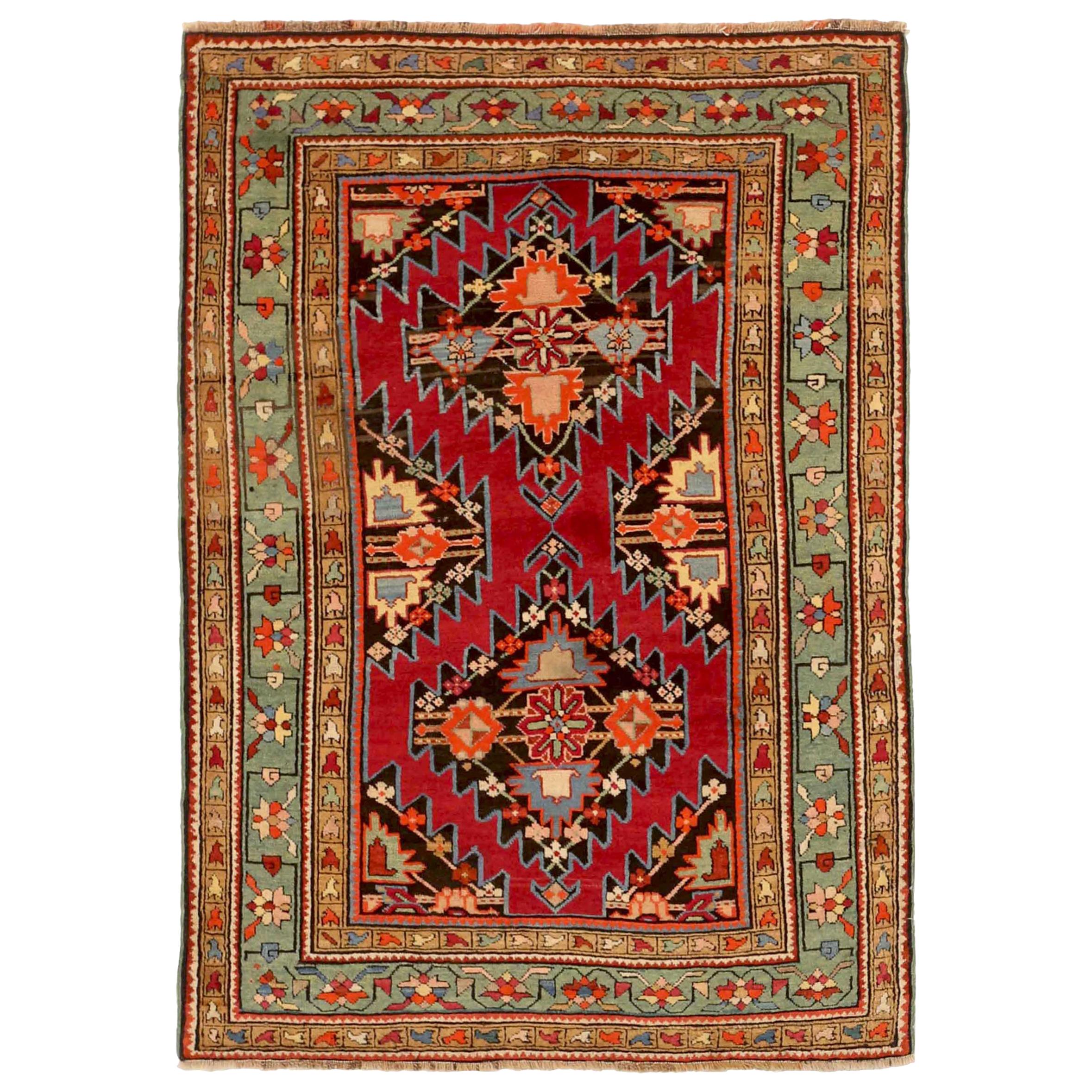 Antique Russian Area Rug Gharebagh Design For Sale