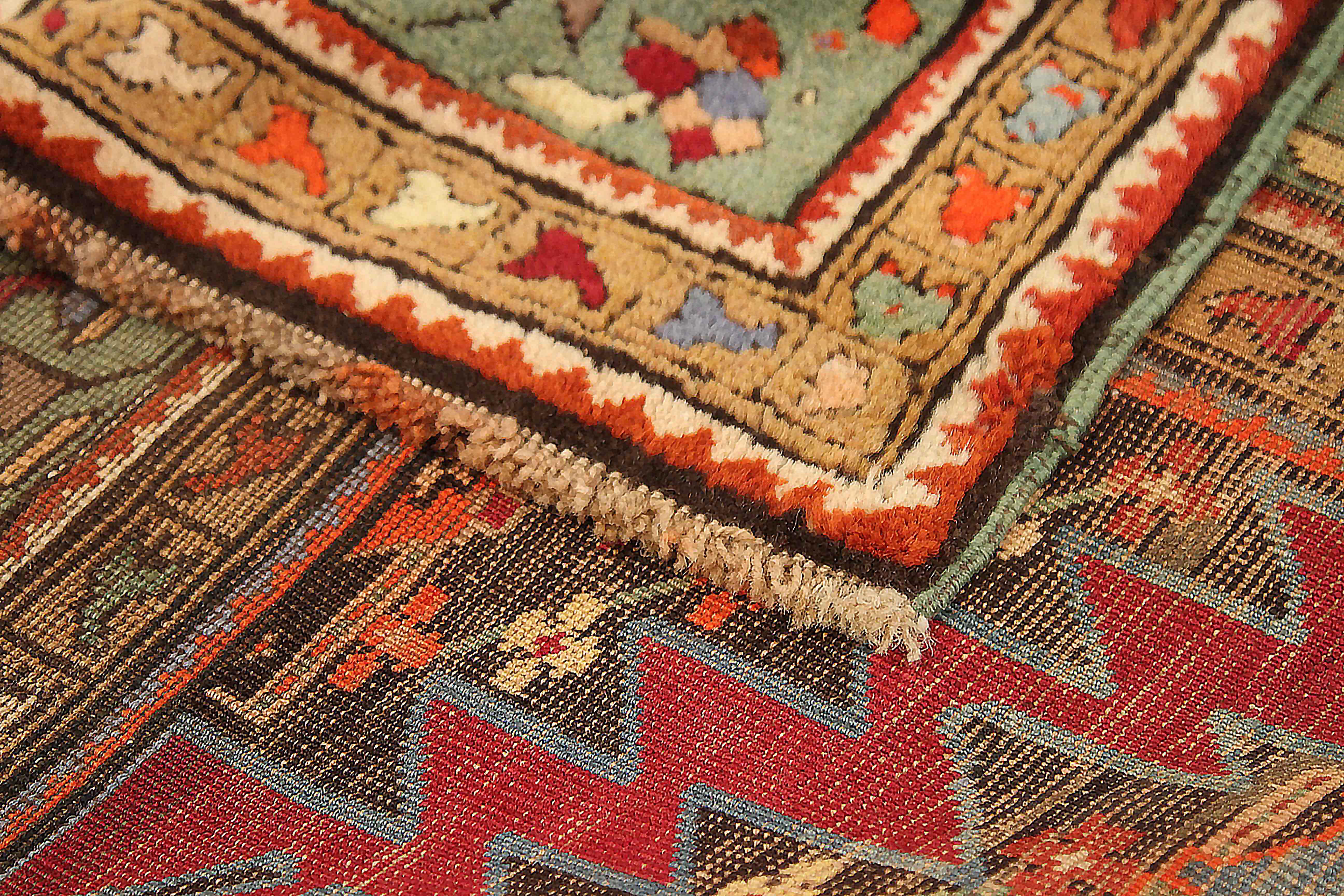 Hand-Woven Antique Russian Area Rug Gharebagh Design For Sale