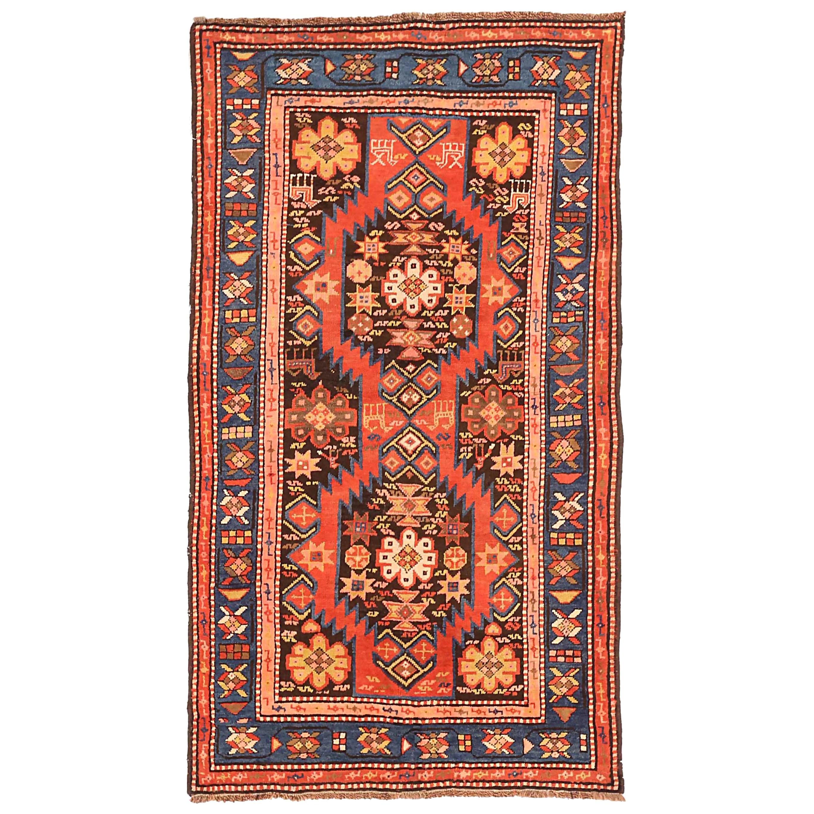 Antique Russian Area Rug Karebagh Design For Sale