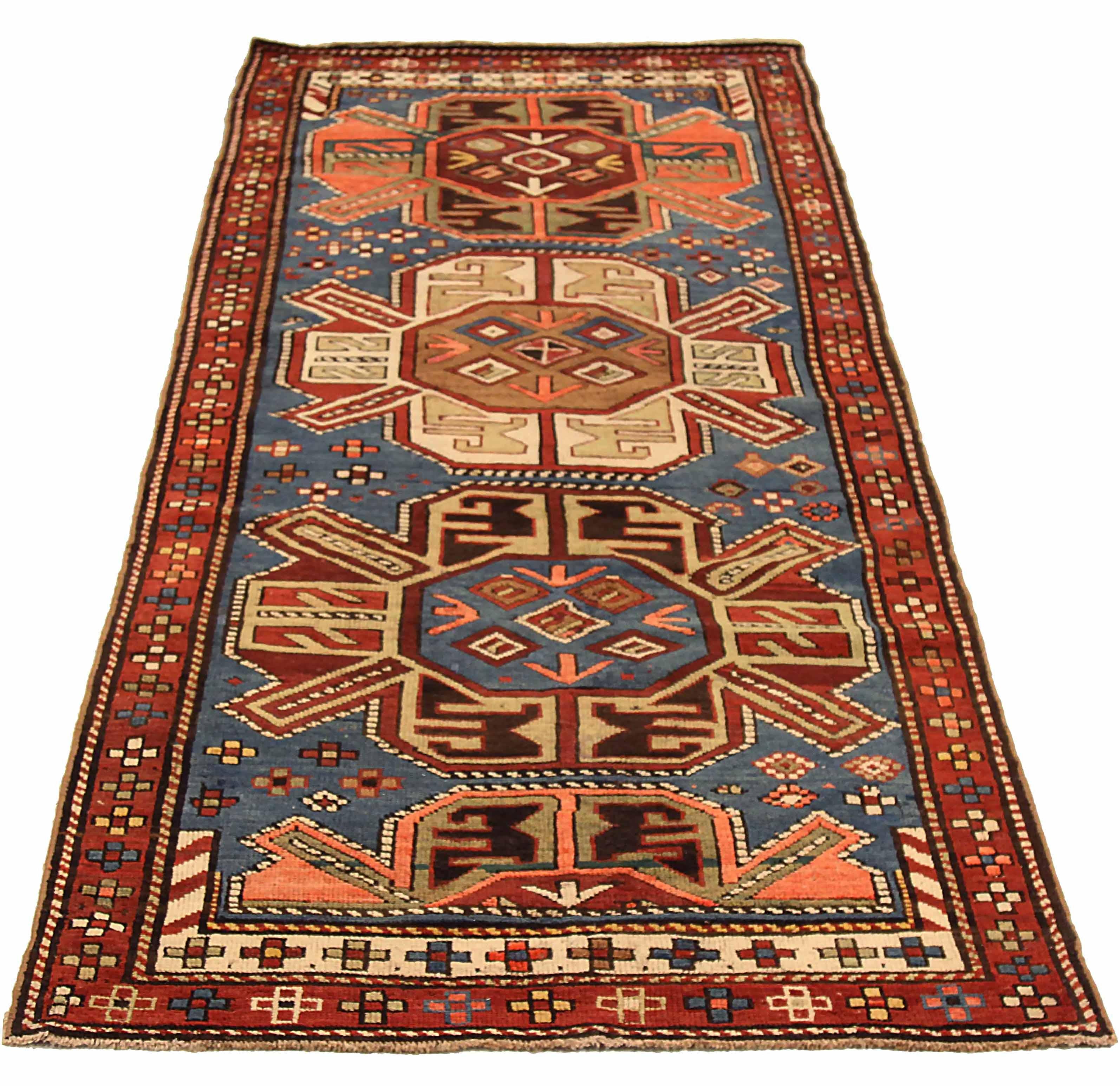 ntique Russian area rug handwoven from the finest sheep’s wool. It’s colored with all-natural vegetable dyes that are safe for humans and pets. It’s a traditional Karebagh design handwoven by expert artisans. It’s a lovely area rug that can be