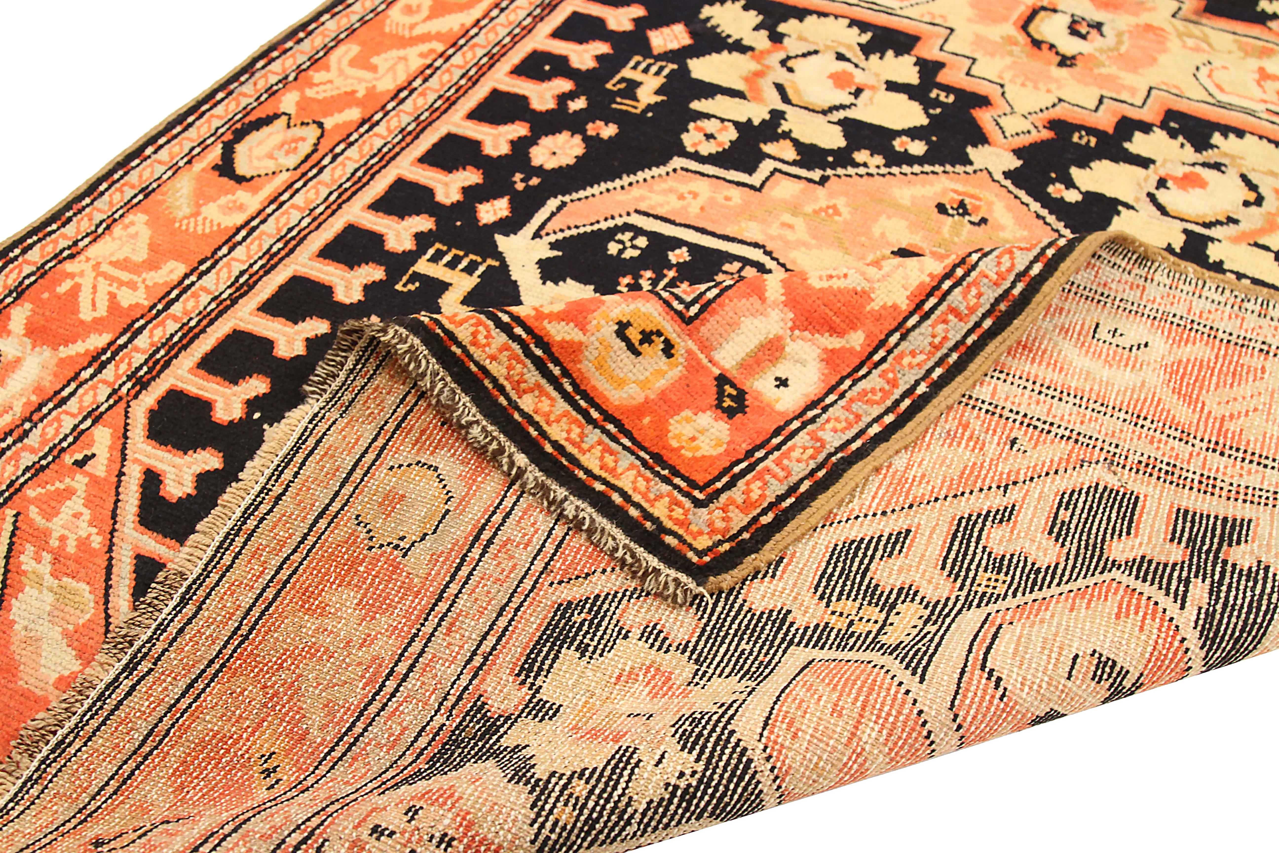 Hand-Woven Antique Russian Area Rug Karebagh Design For Sale