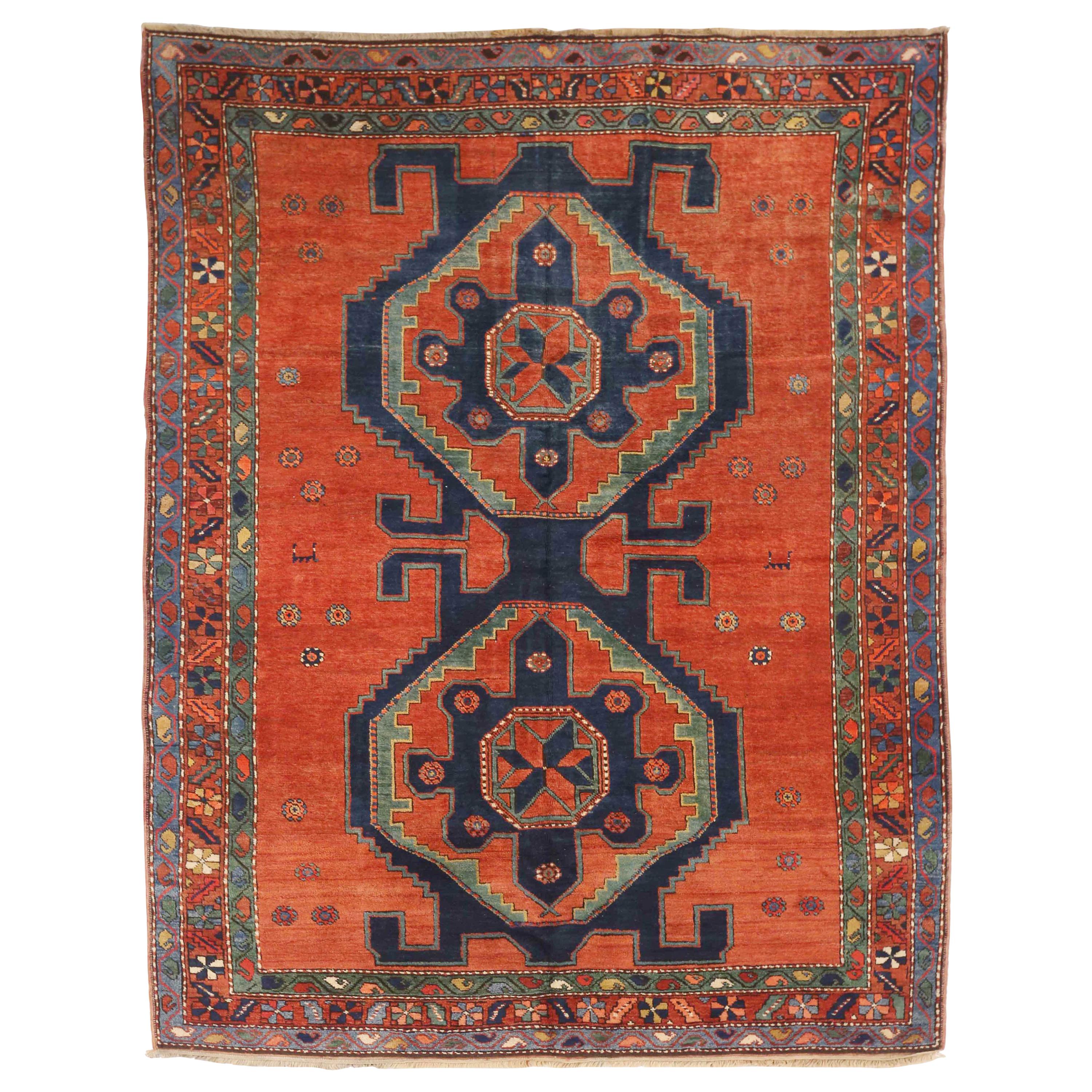 Antiker russischer Teppich im Kazak-Design