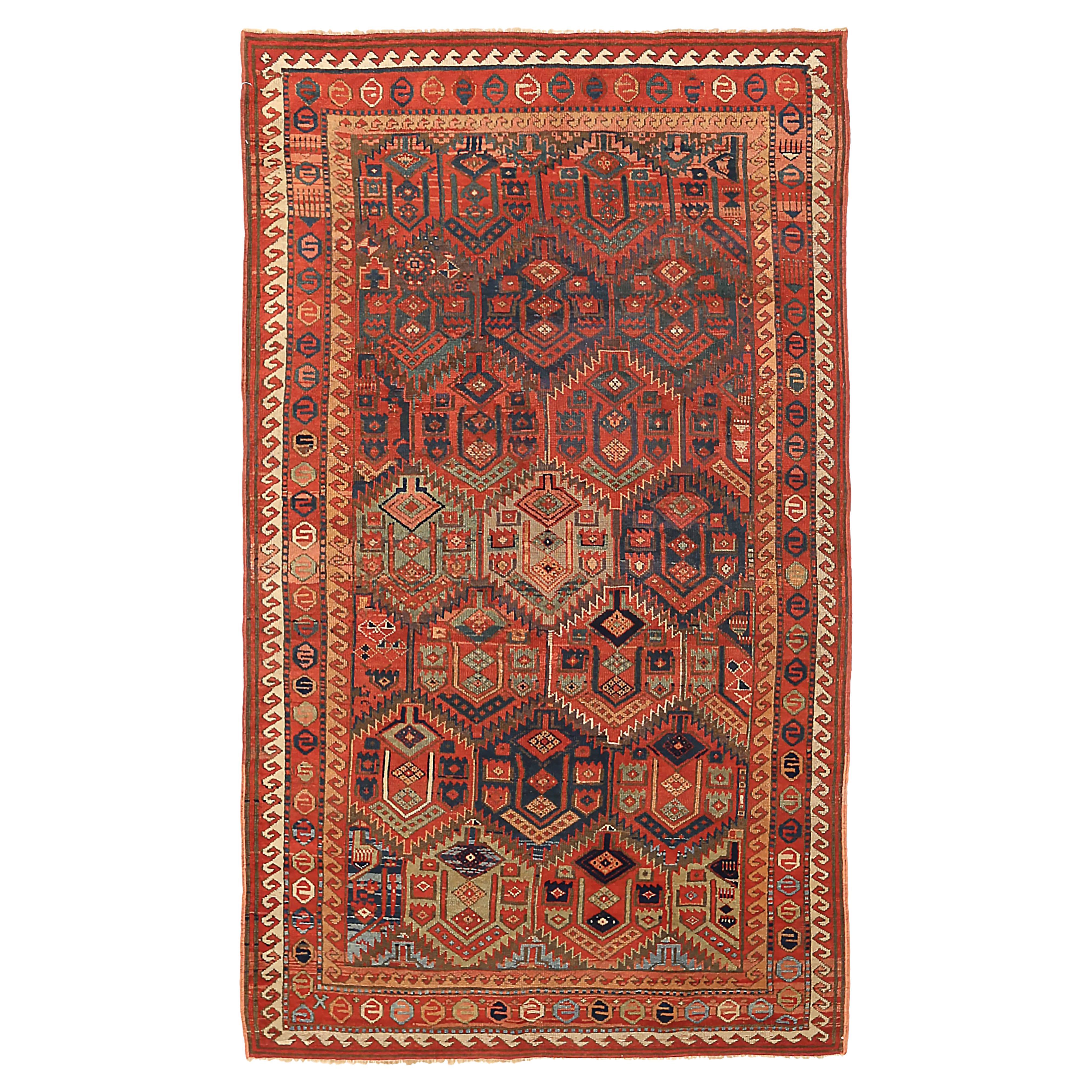 Antiker russischer Teppich im Kazak-Design, antik im Angebot