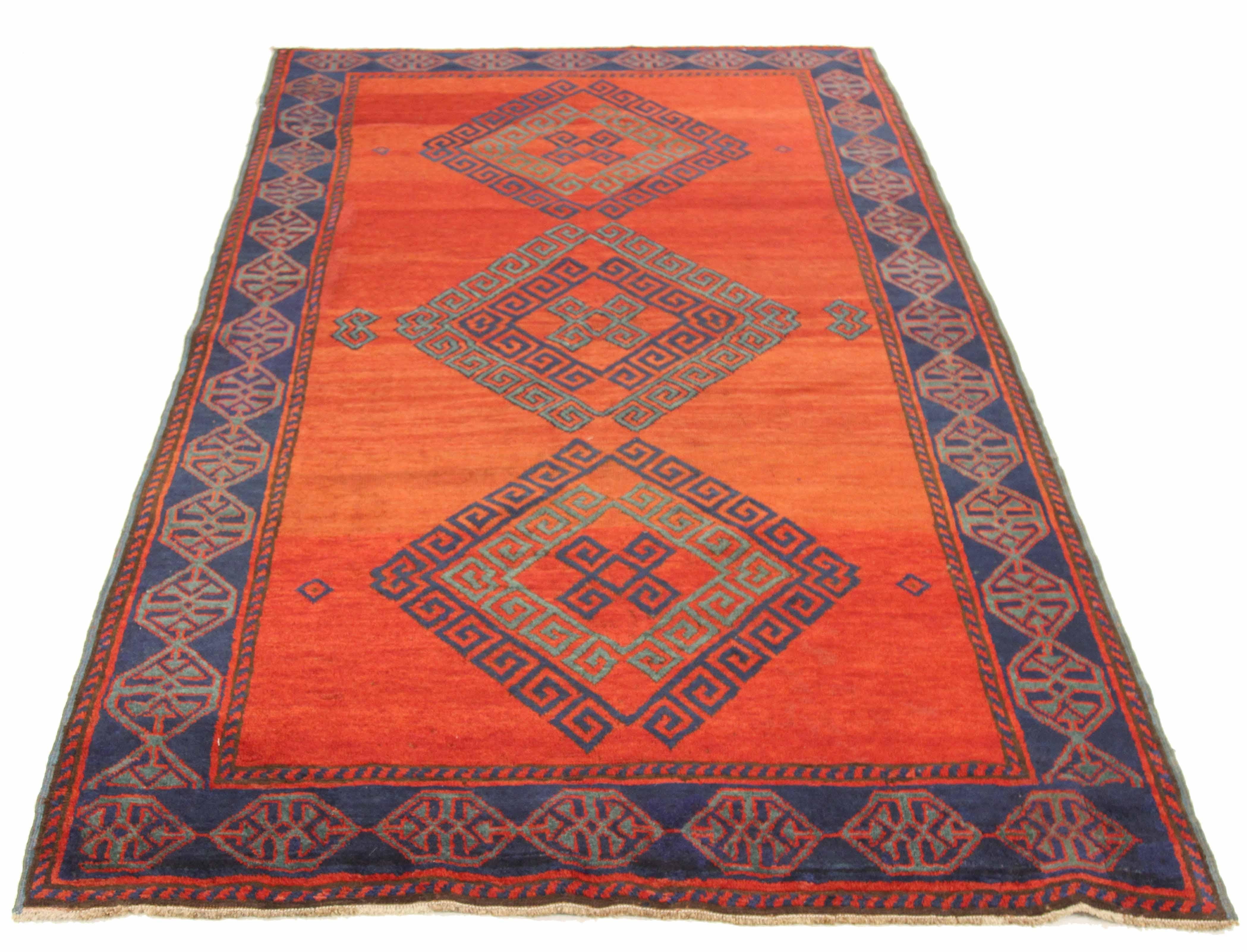 Antique Russian area rug handwoven from the finest sheep’s wool. It’s colored with all-natural vegetable dyes that are safe for humans and pets. It’s a traditional Kazak design handwoven by expert artisans. It’s a lovely area rug that can be
