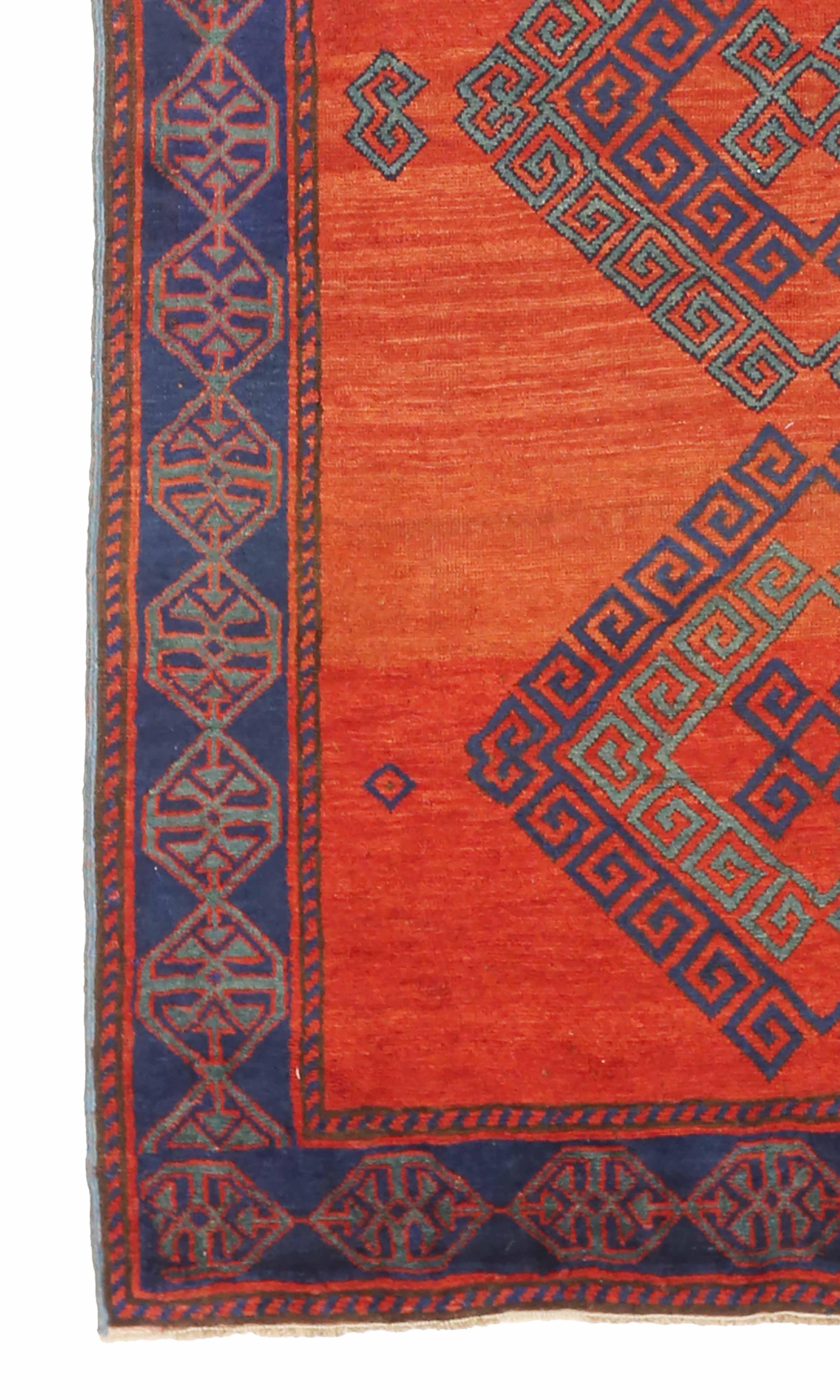 Hand-Woven Antique Russian Area Rug Kazak Design For Sale