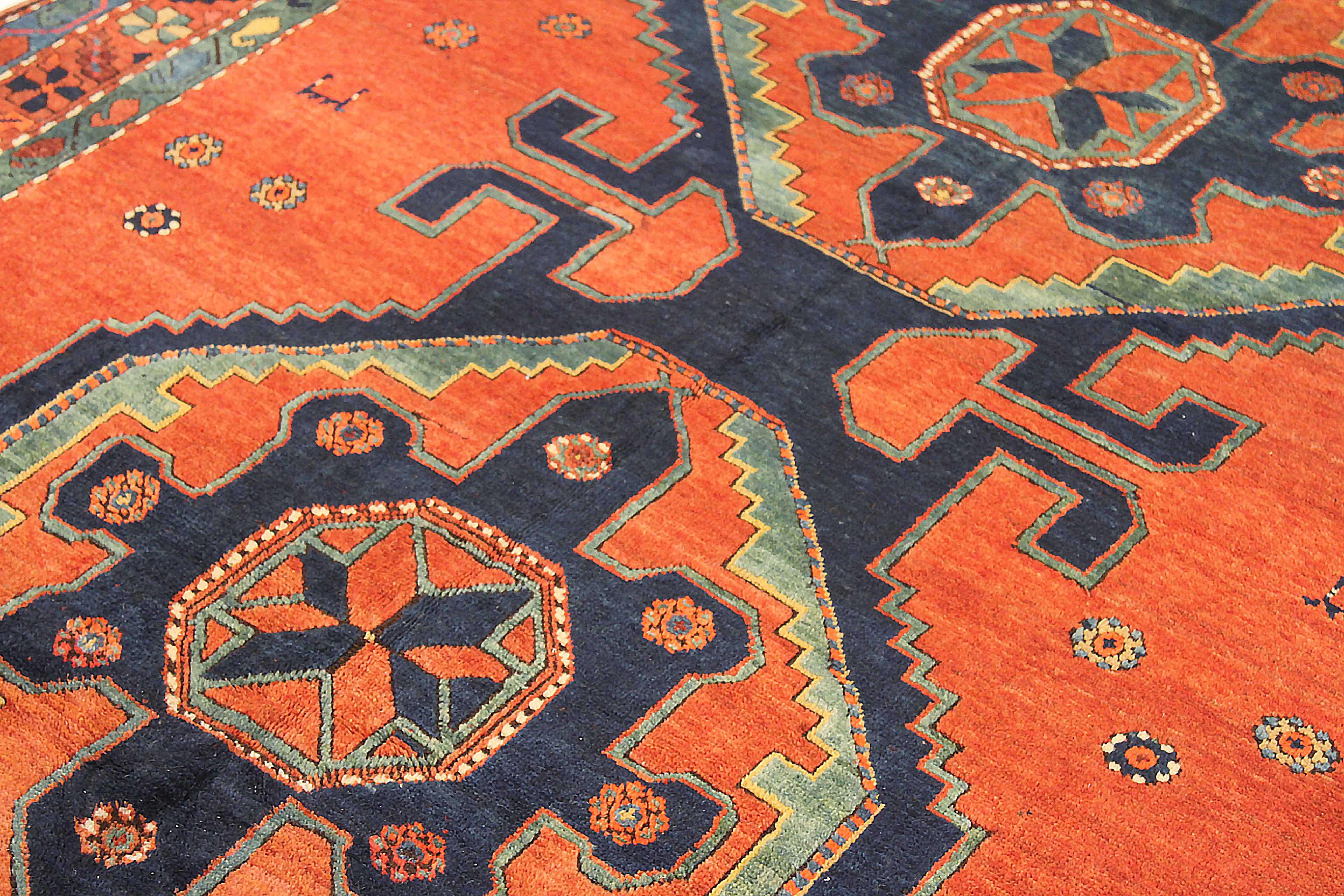 Hand-Woven Antique Russian Area Rug Kazak Design For Sale