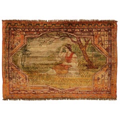 Antiker russischer Teppich im Khotan-Design, antik