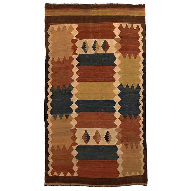 Antique Russian Area Rug Kilim Style Design For Sale at 1stDibs
