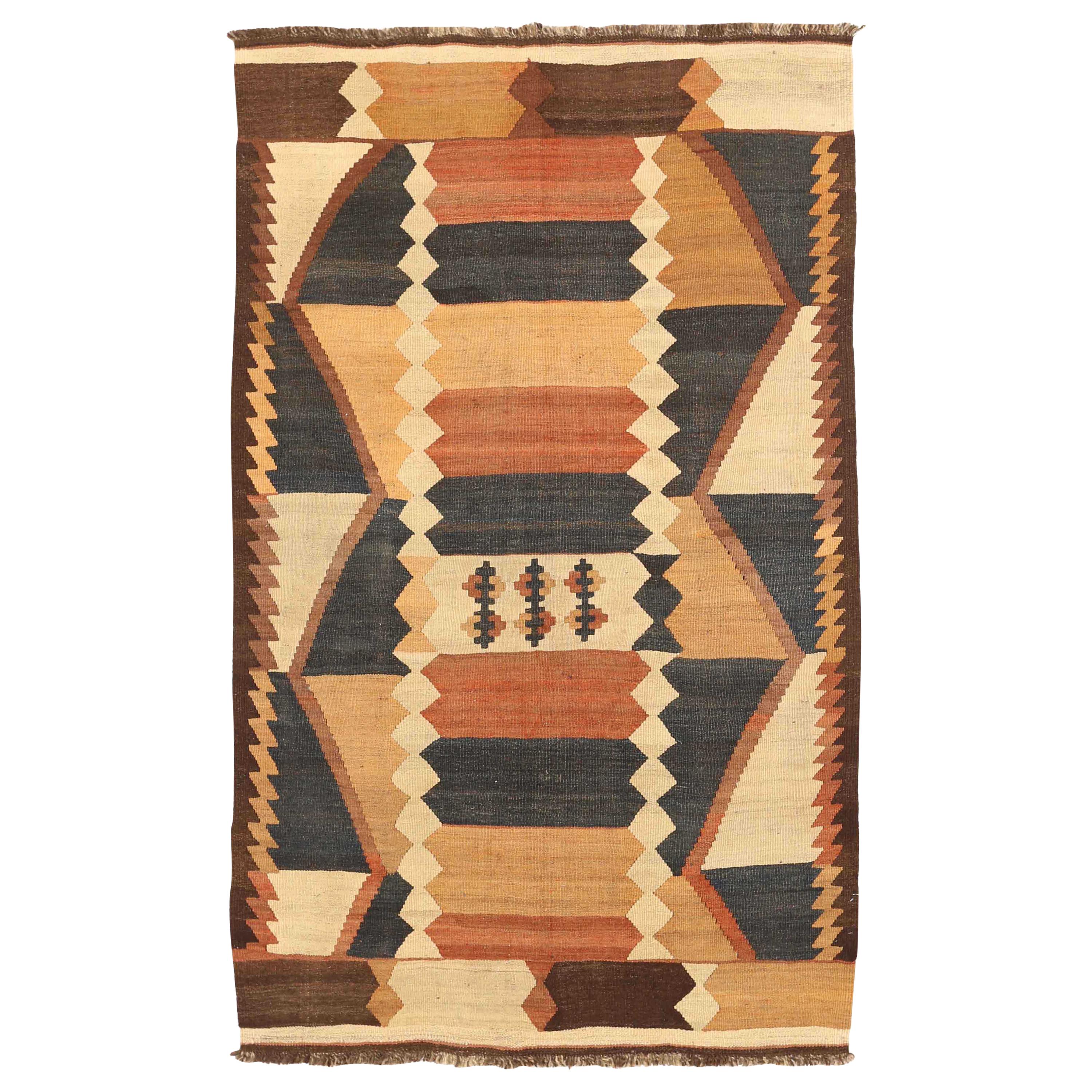 Antique Russian Area Rug Kilim Design