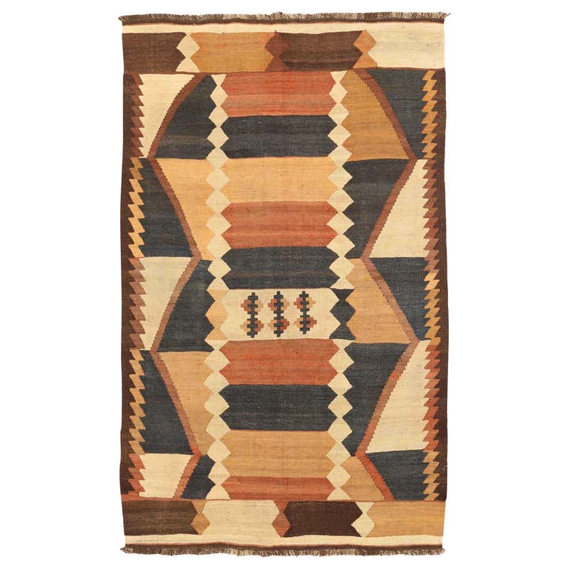 Hand-Knotted Antique Russian Rug in Red, Brown Floral Pattern by Rug ...