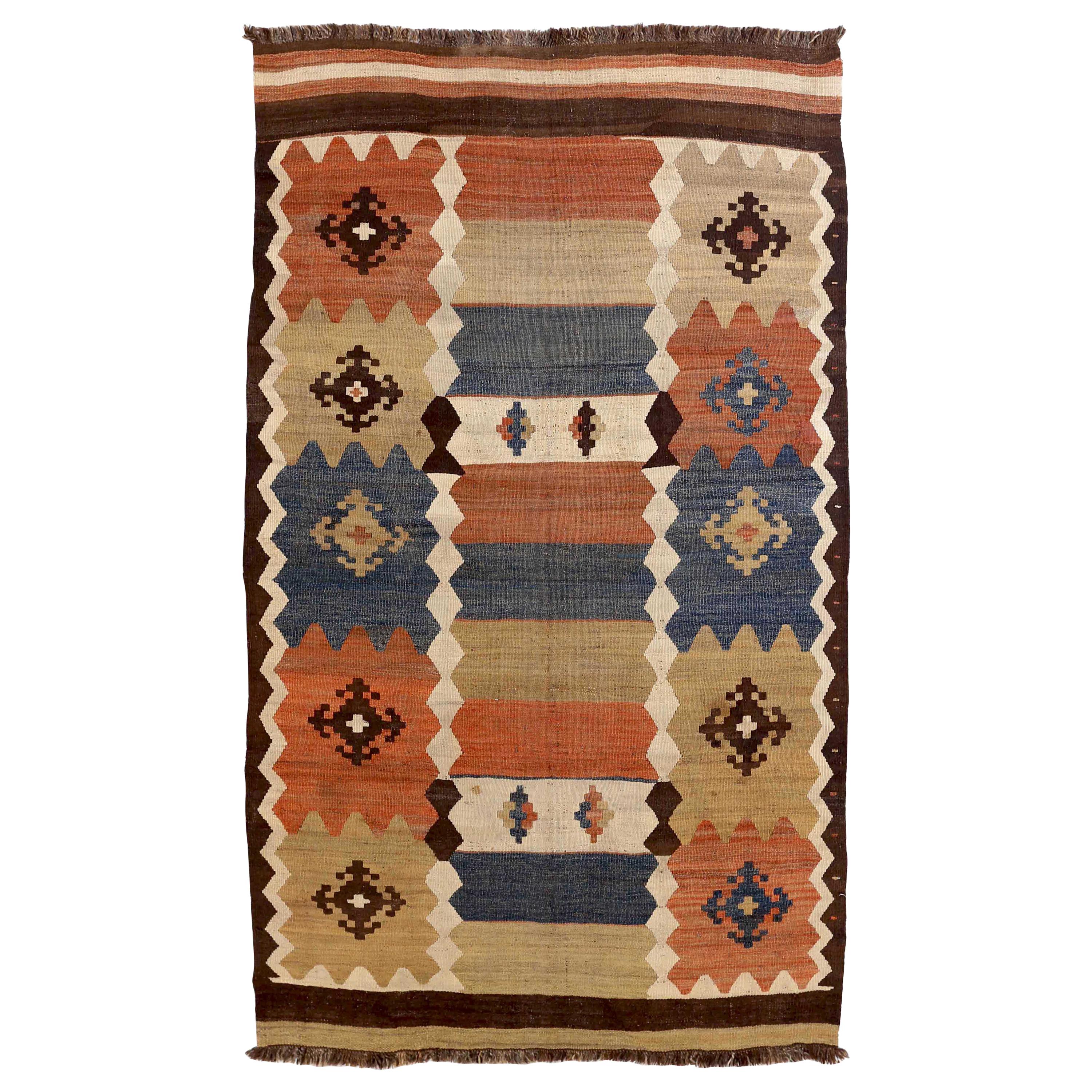 Antique Russian Area Rug Kilim Design