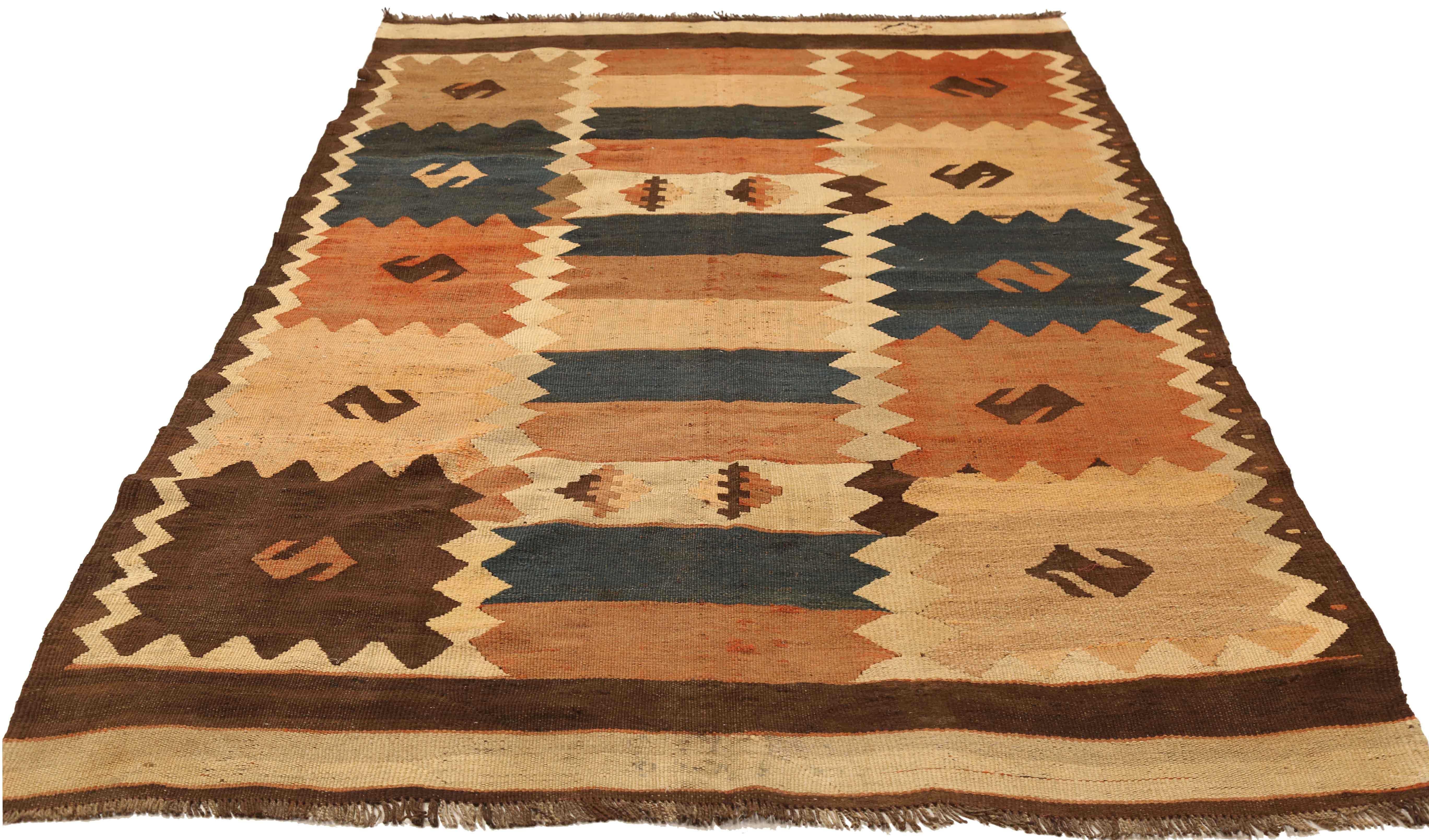 Antique Russian area rug handwoven from the finest sheep’s wool. It’s colored with all-natural vegetable dyes that are safe for humans and pets. It’s a traditional Kilim design handwoven by expert artisans. It’s a lovely area rug that can be