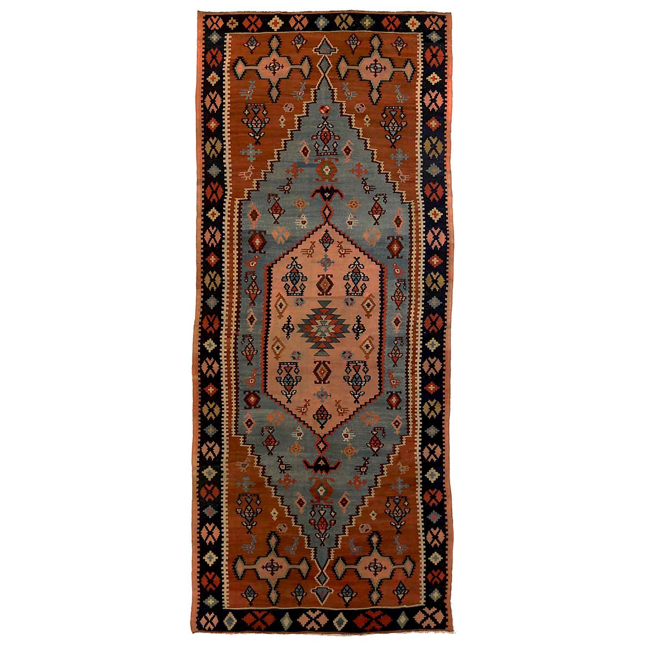 Antique Russian Area Rug Kilim Style Design For Sale at 1stDibs