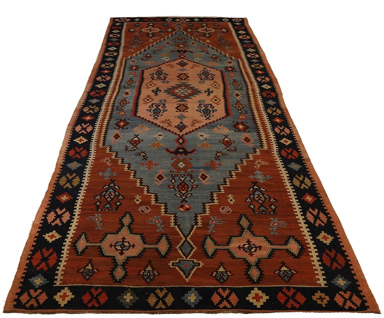 Antique Russian Area Rug Kilim Style Design For Sale at 1stDibs