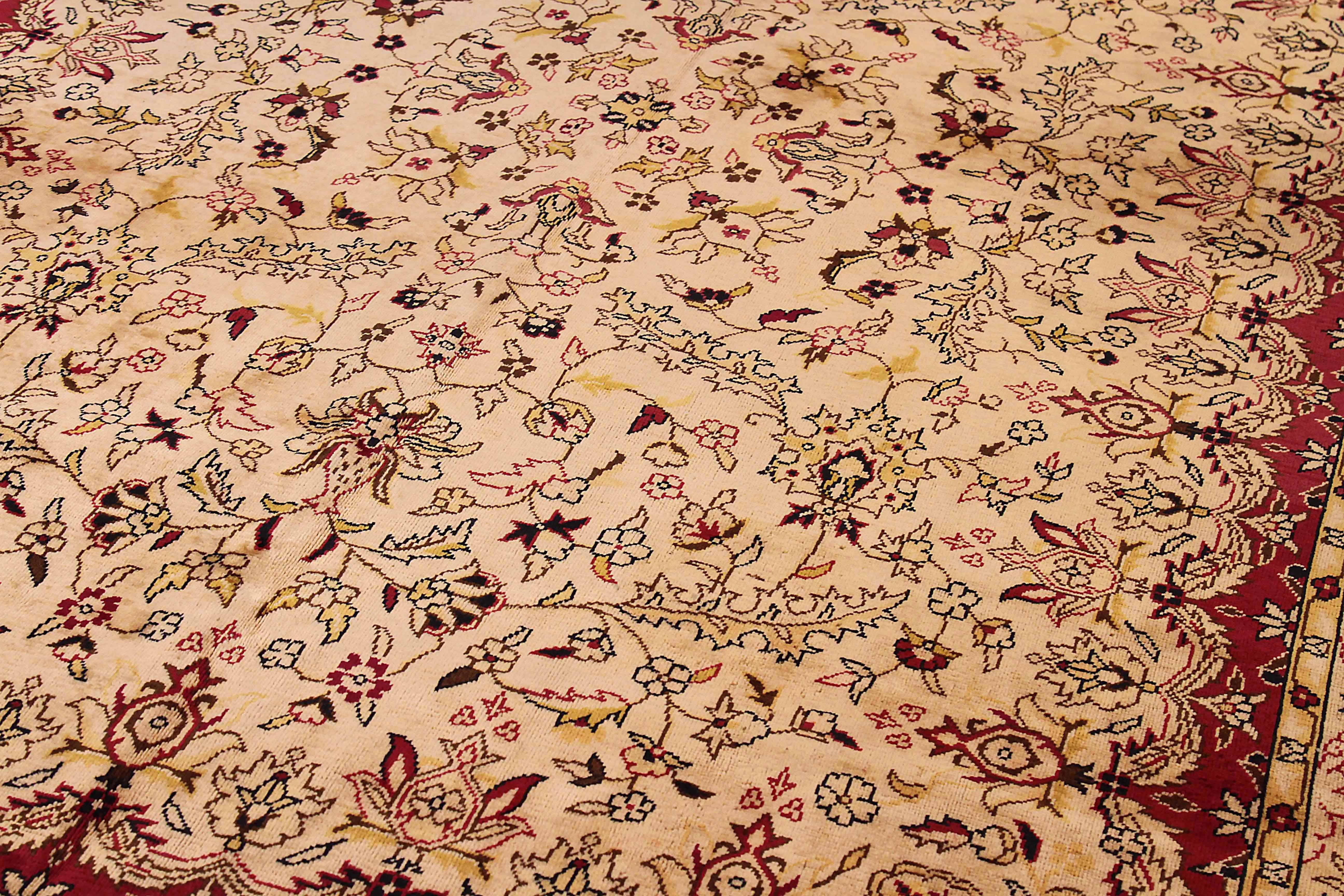 Hand-Woven Antique Russian Area Rug Tabriz Design For Sale