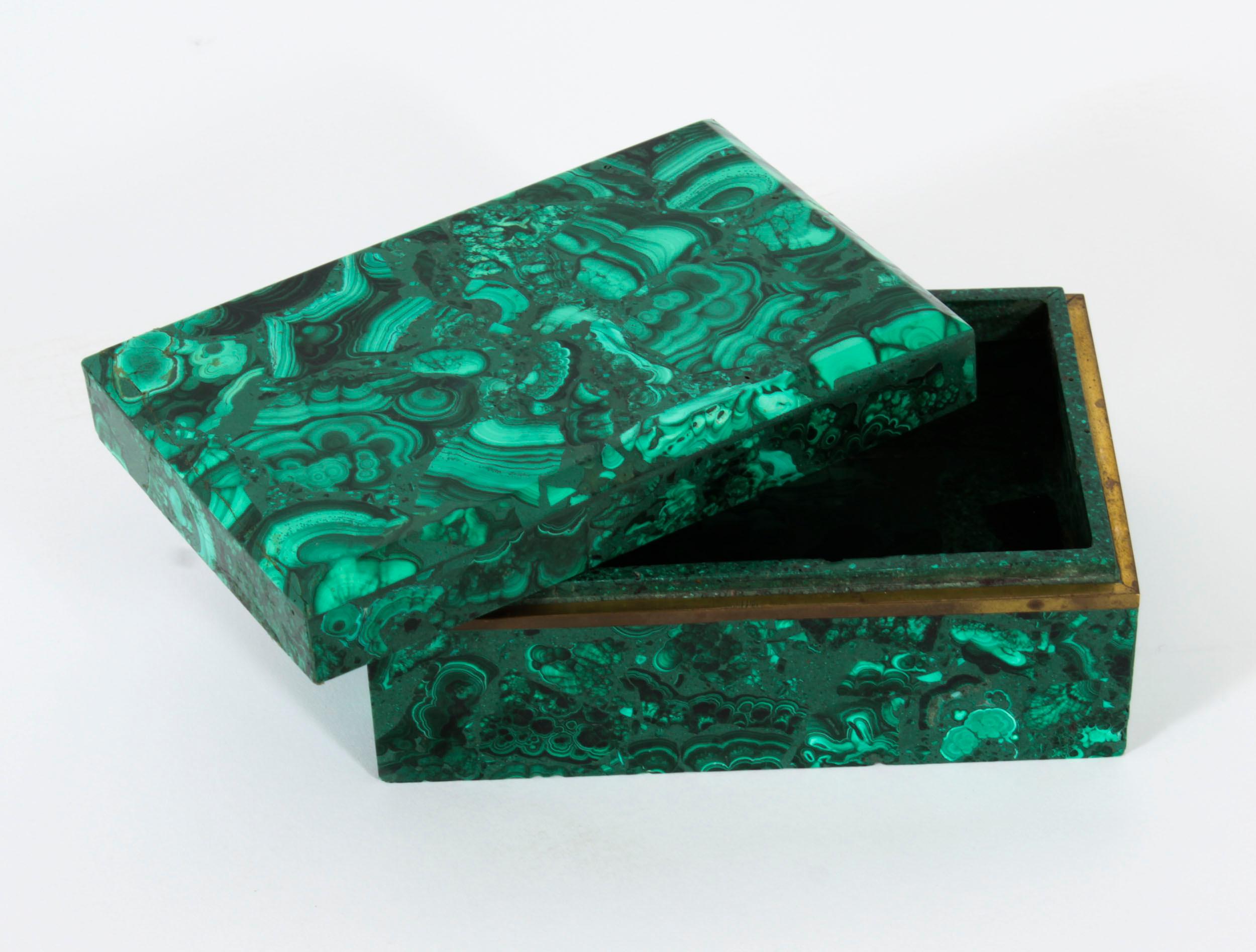 Antique Russian Art Deco Malachite Lidded Casket 20th C In Good Condition In London, GB