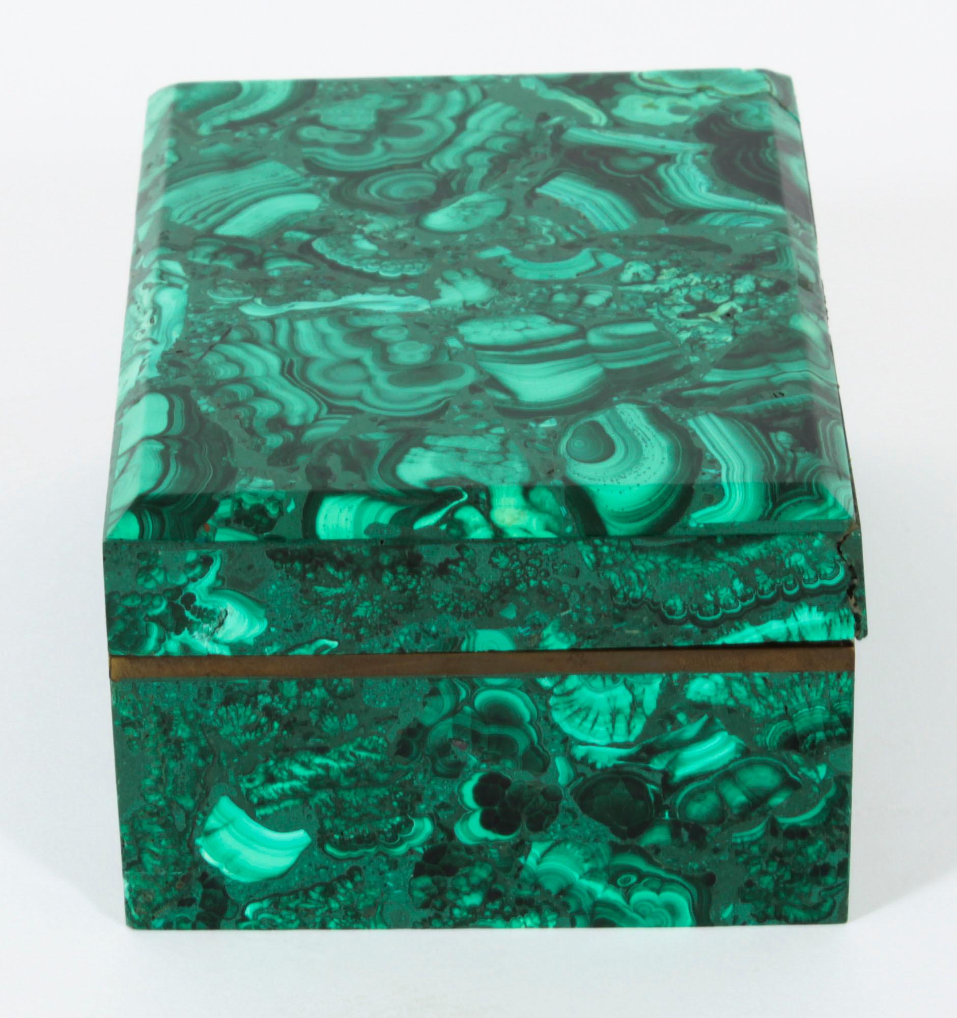 Antique Russian Art Deco Malachite Lidded Casket 20th C 2