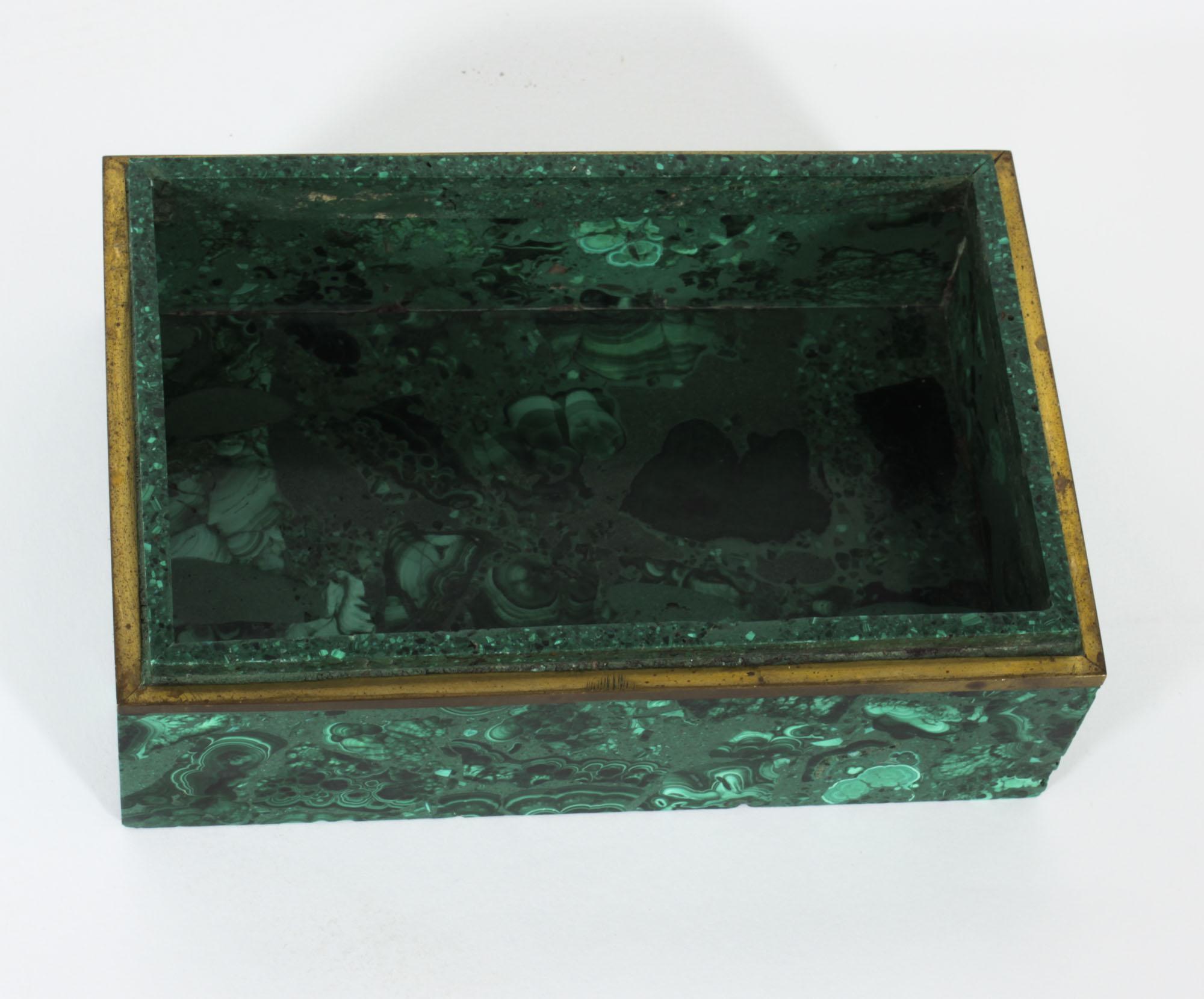 Antique Russian Art Deco Malachite Lidded Casket 20th C 4