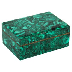 Antique Russian Art Deco Malachite Lidded Casket 20th C