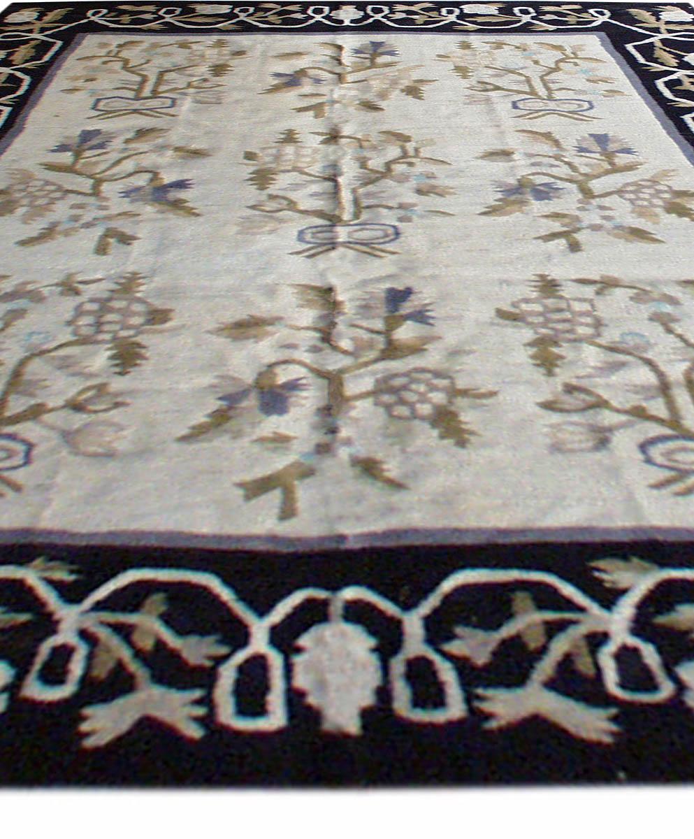 Hand-Knotted Antique Russian Bessarabian Botanic Rug For Sale