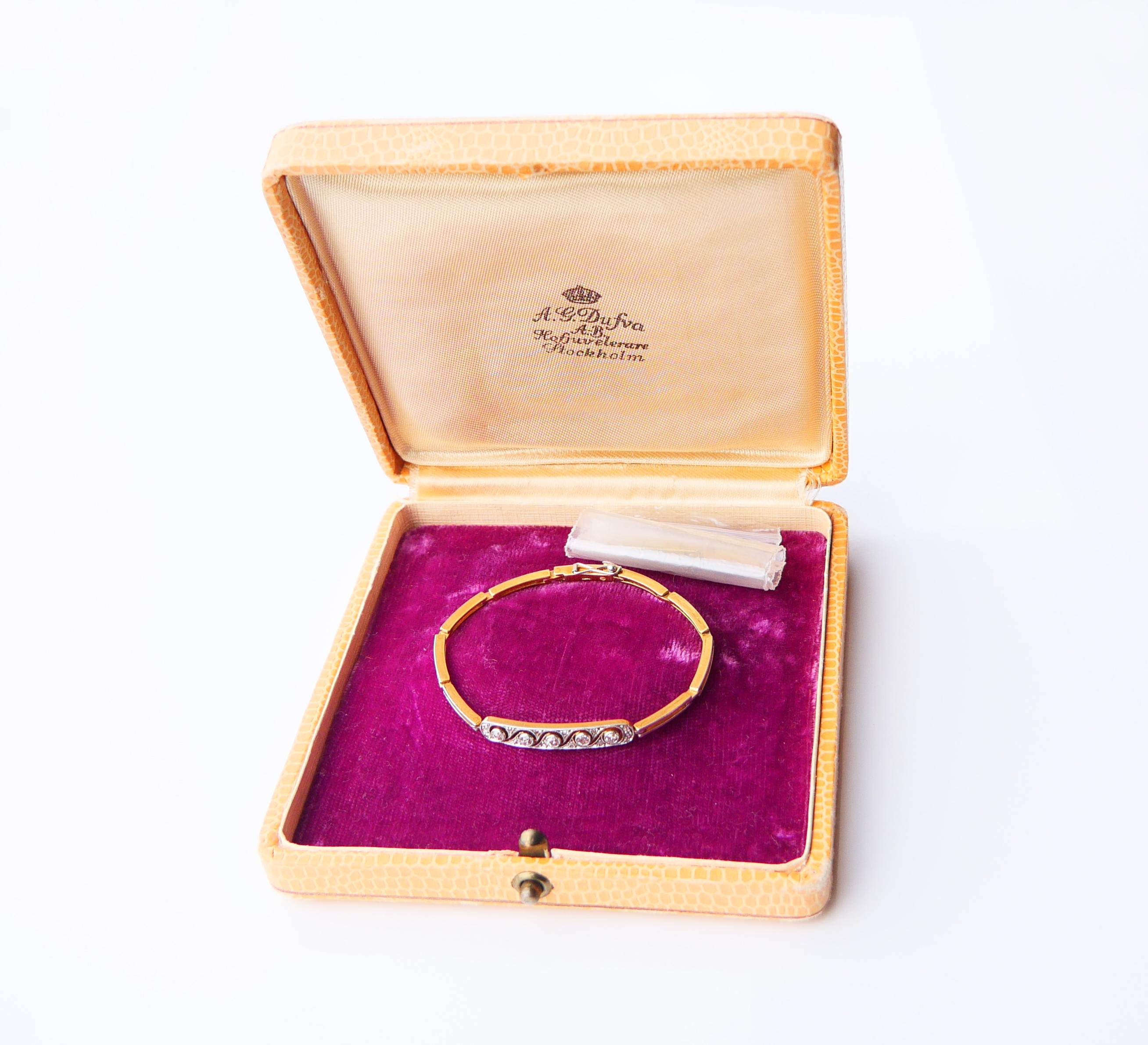 Antikes russisches Armband 0,5ctw Diamanten 18K Gold Platin/ 14,8cm-18 cm/10,5gr im Angebot 10