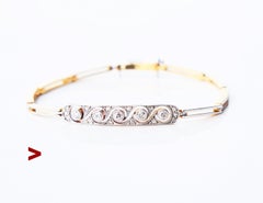 Antique Russian Bracelet 0.5ctw Diamonds 18KGold Platinum/ 14.8cm-18 cm/10.5gr