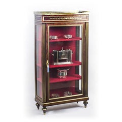 Antique Russian Brass Inlaid Neoclassical Display Cabinet, 19th Century