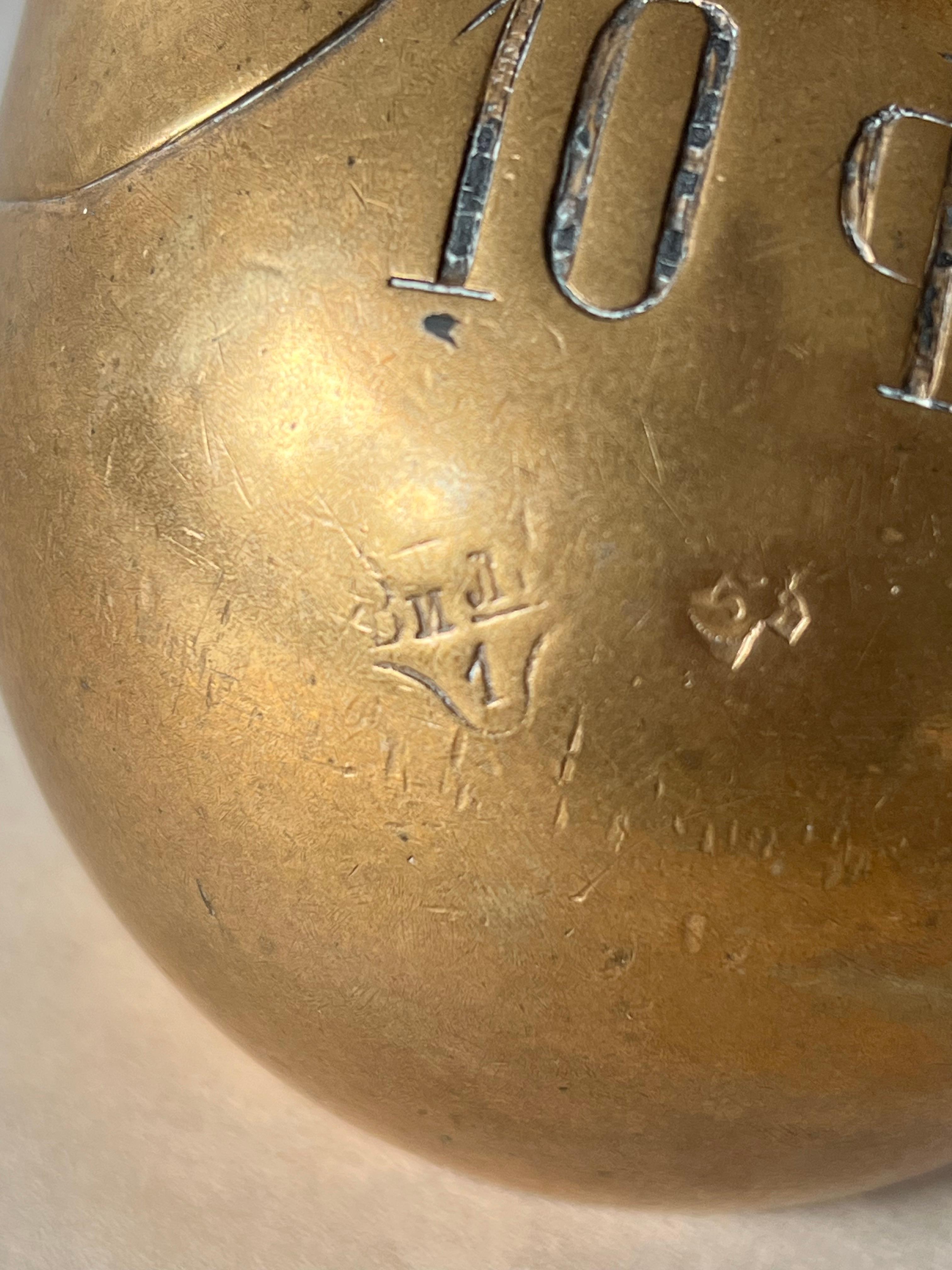 Antike russische Bronze Kettlebell Gewicht Girya 1898 10 Funts! (Sonstiges) im Angebot