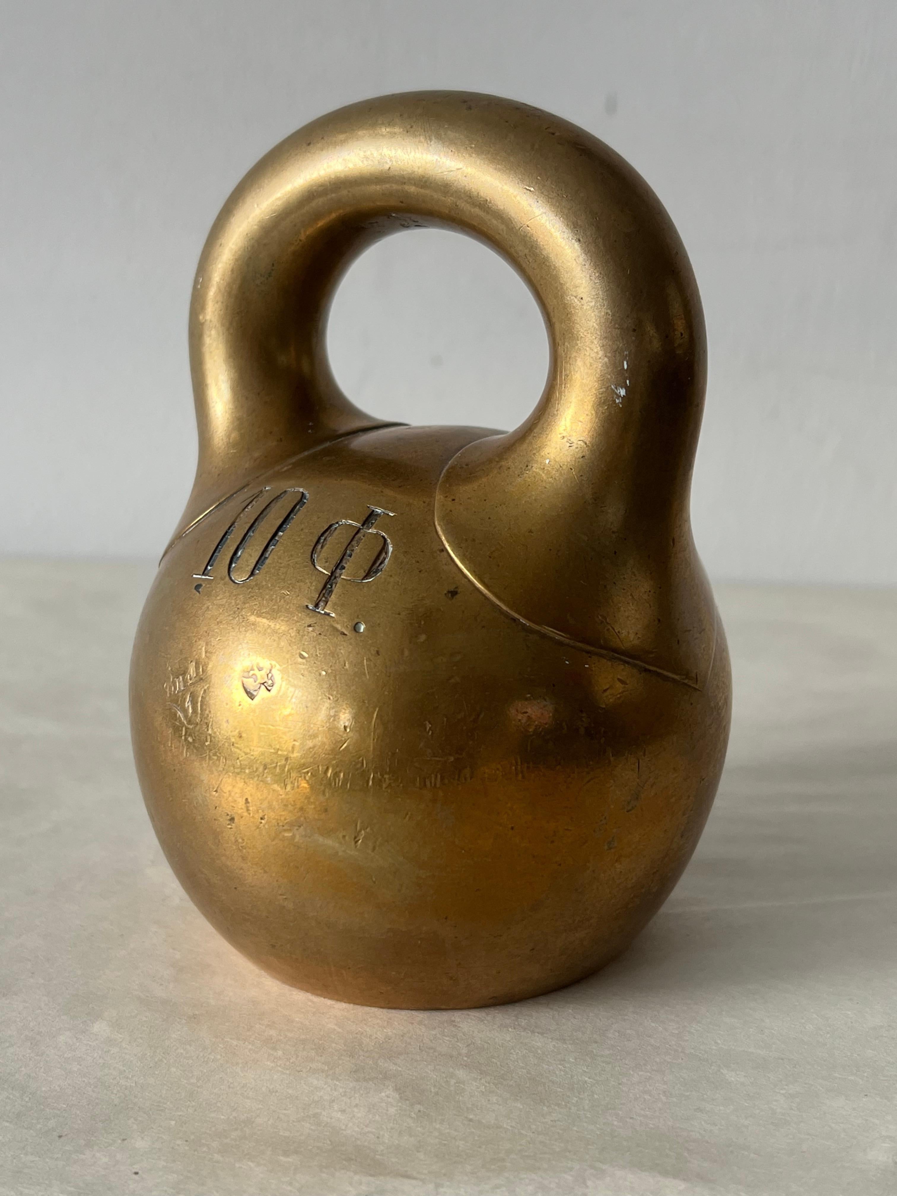 Antike russische Bronze Kettlebell Gewicht Girya 1898 10 Funts! im Angebot 3