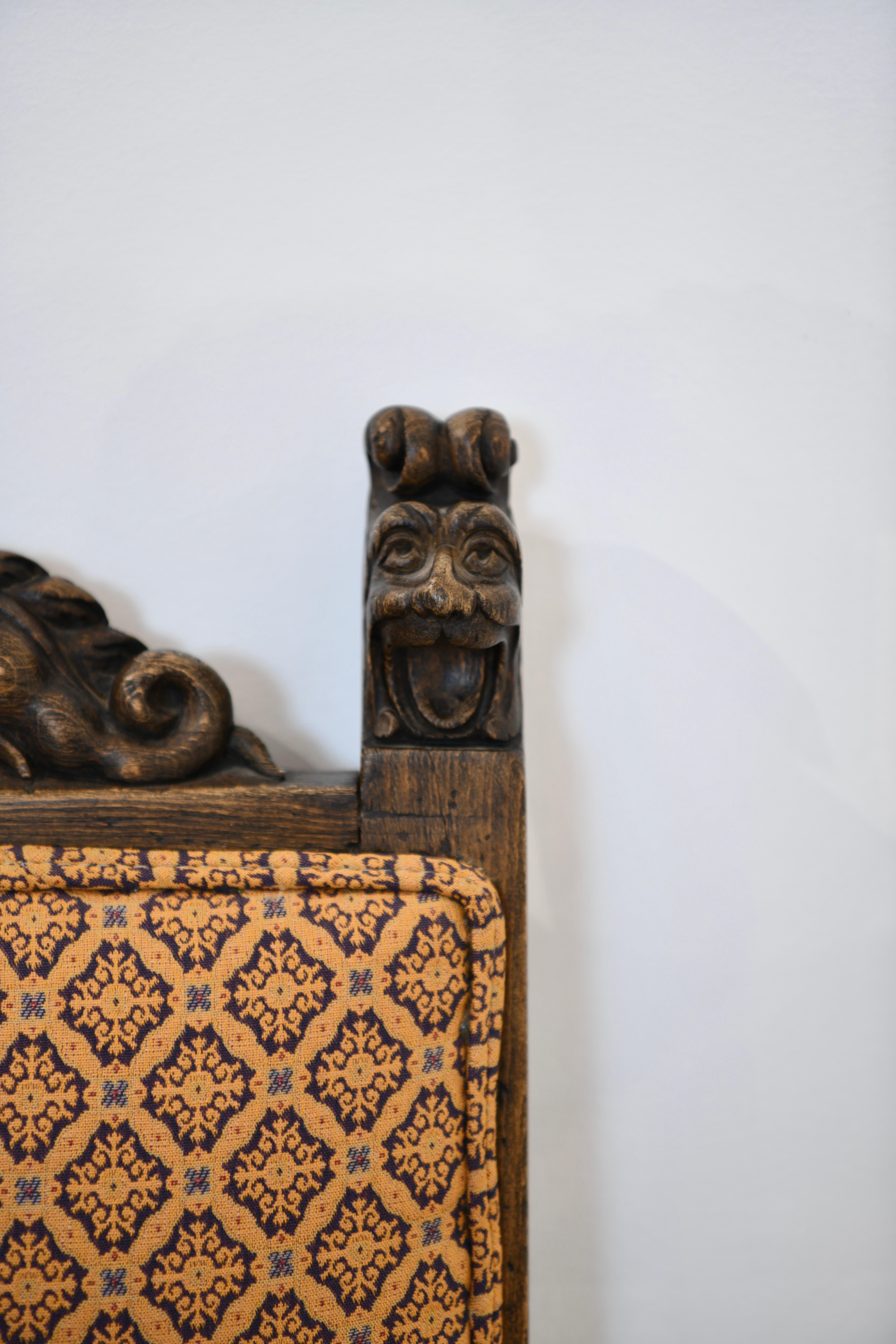 Hand-Carved Antique Russian Carved Chair For Sale