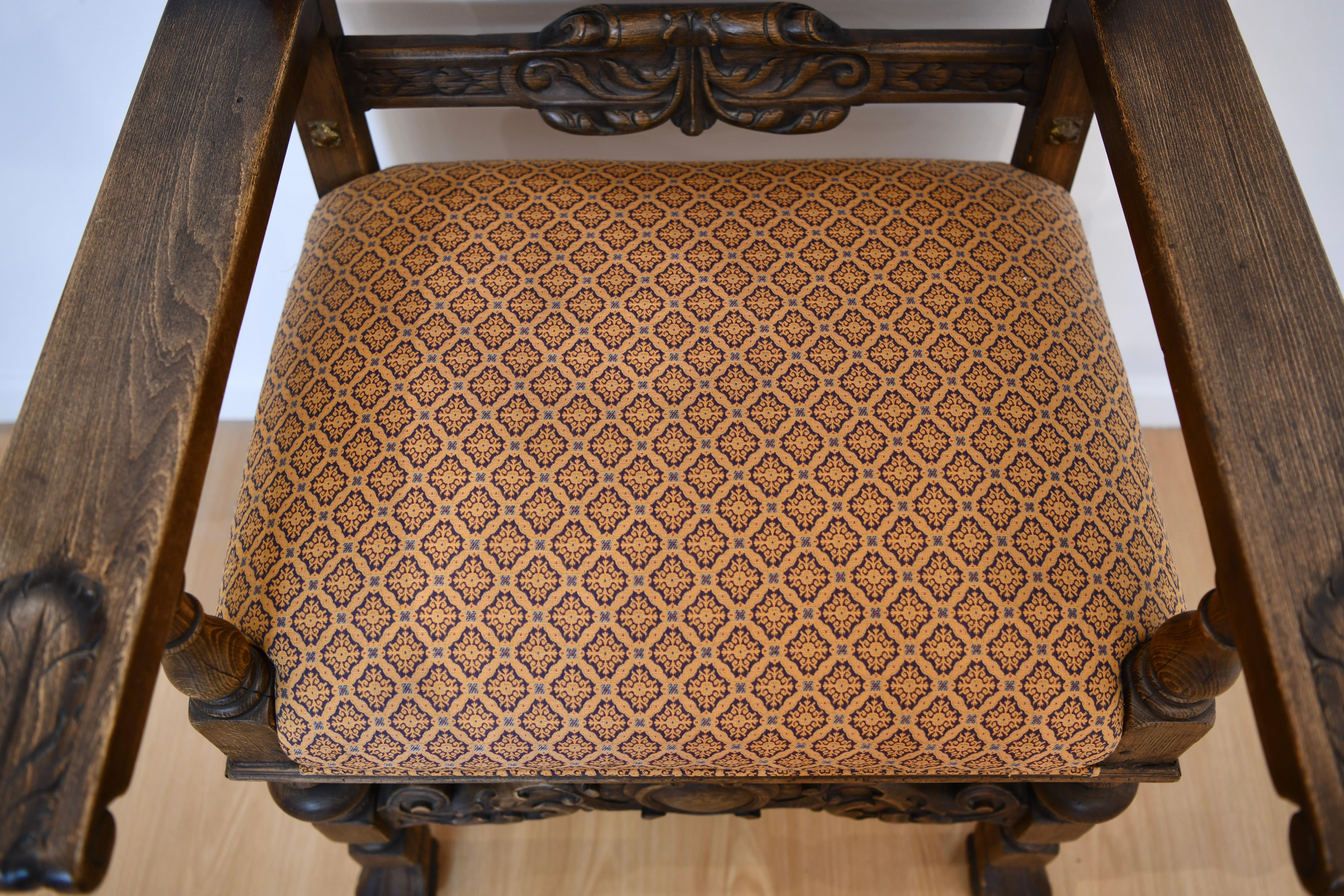 Upholstery Antique Russian Carved Chair For Sale
