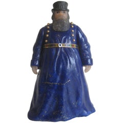 Figure de cavalier russe sculptée en or 18 carats, émail et lapis, à la manière de Fabergé