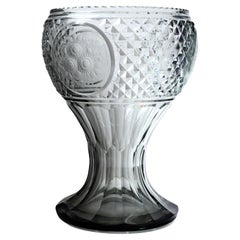 Antique Russian Carved Crystal Glass Vase with Floral Engraved 19th century