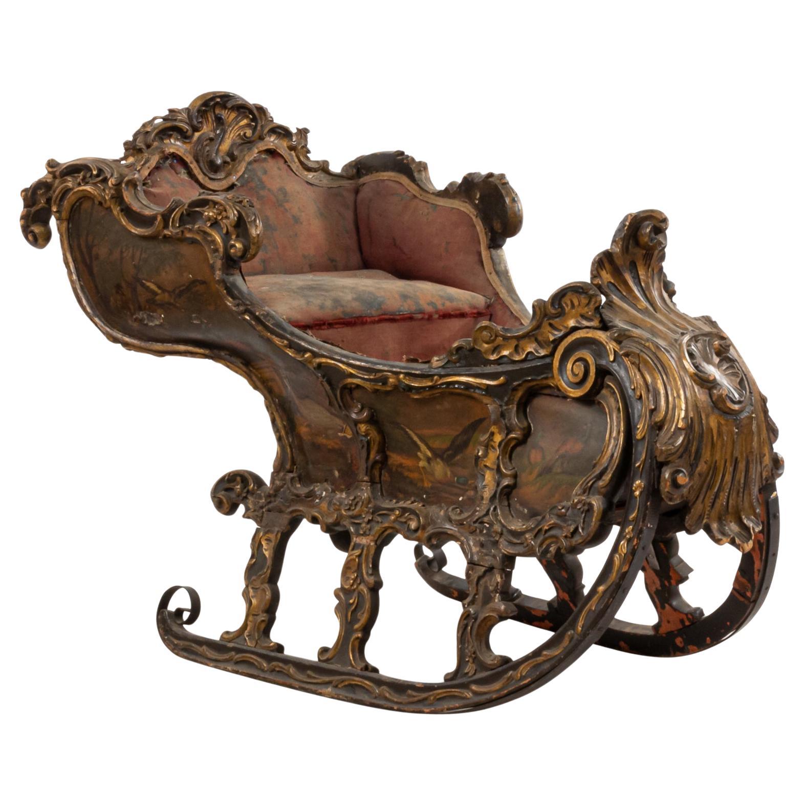 Antique Russian Carved Sleigh