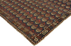Antique Russian Caucasian Dagestan Square Rug with Modern Tribal Style