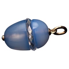 Antique Russian Chalcedony Rock Crystal Egg Pendant c. 1900